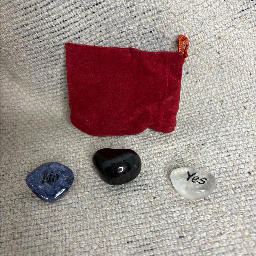 Oracle Stones in Red Velvet Bag inside Storage Box
